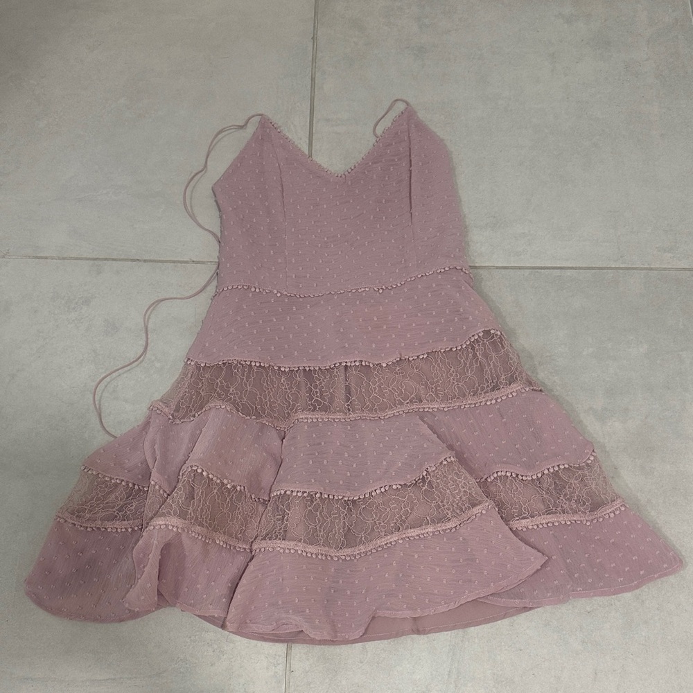 Pink Lace Tiered Dress